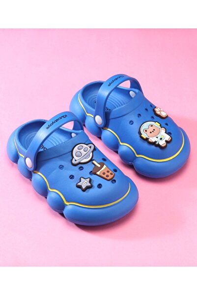 Babyoye Babyoye Clogs with Back Strap Closure Space Applique - Blue