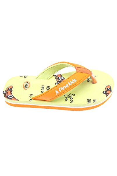 Pine kids Pine Kids Slip On Flip Flops with Text Print - Mint & Orange