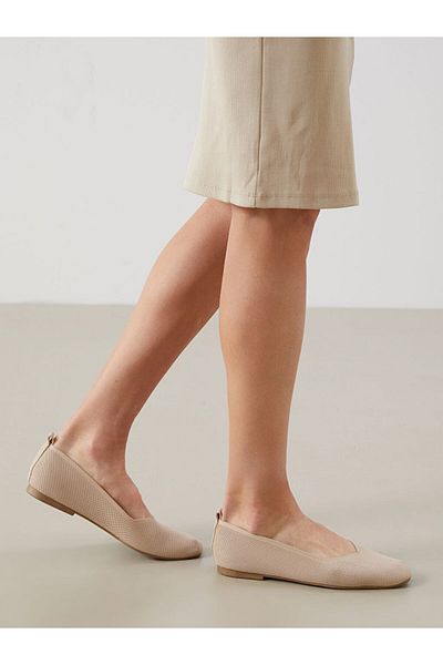 LC Waikiki Lcw Steps Beige Perforated Women's Ballerinas