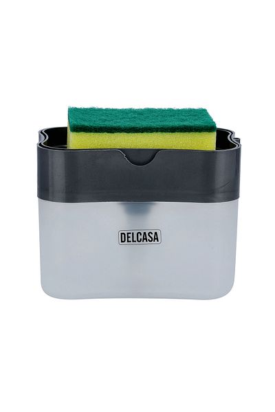 DELCASA موزع صابون سائل مع إسفنجة للفرك، 13 أونصة، DC2602