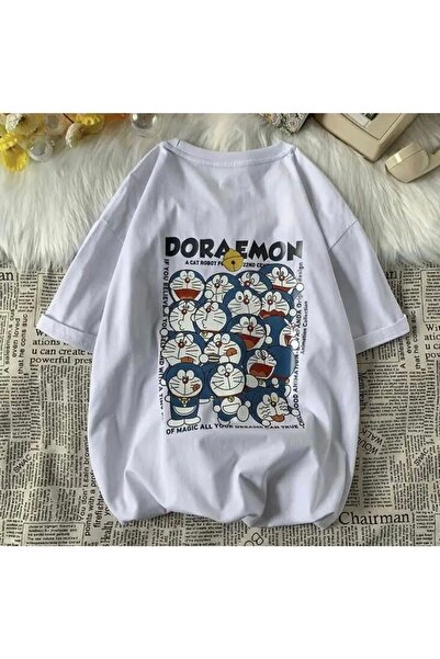 Violon Tricou alb unisex cu imprimeu Doraemon