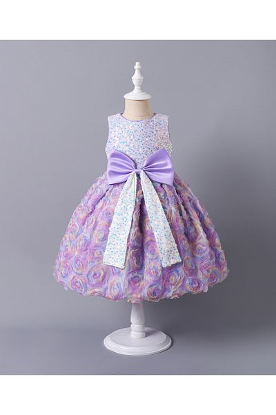 Mark & Mia Mark & Mia Bow and Rose Detailing Sequined Party Dress - Lavender