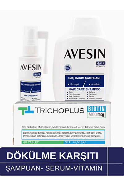 avesin 3'lü Set Şampuan- Sprey- Trichoplus Tablet