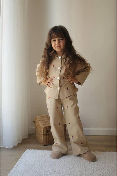 Narin kids Set de blugi cu modele florale de sărbători pentru fete
