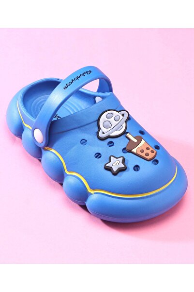 Babyoye Babyoye Clogs with Back Strap Closure Space Applique - Blue