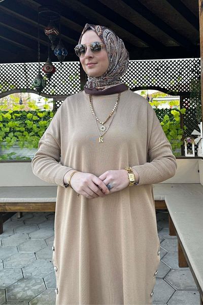 Rabia Şamlı Μπεζ πλεκτό τούνικ Sevda