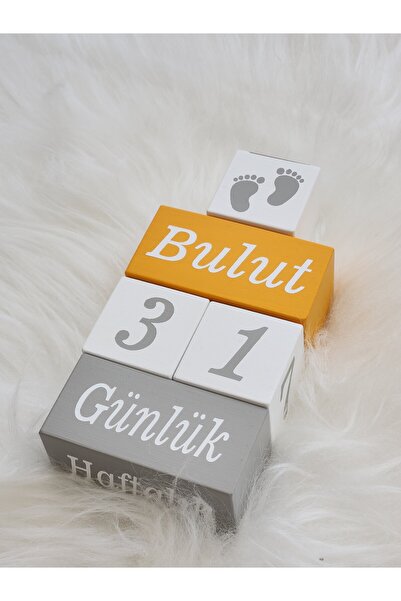 Yoyowoods Ahşap Anı Küpü, Gri ve Güneş Sarısı renklerde güzel dekorasyon seçeneği