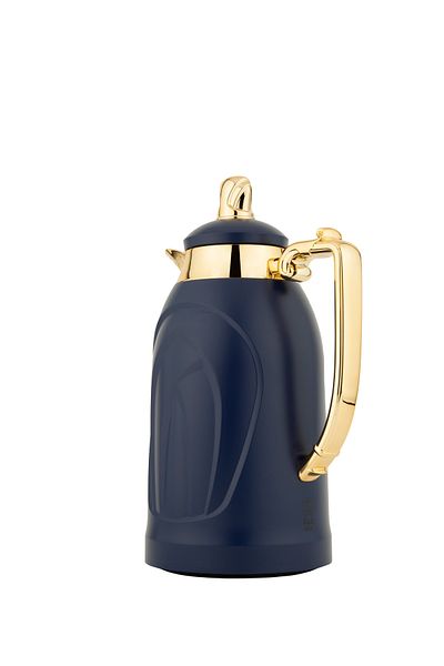 ALSAIF 2 Pieces Coffee And Tea Vacuum Flask Set Size: 0.7/1.0 L Color: Dark Blue/gold