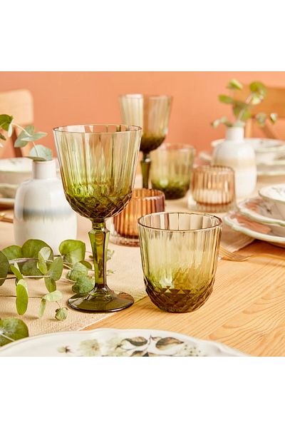 Bella Maison Colore Cut Glass Green Set of 6 (320 Cc)