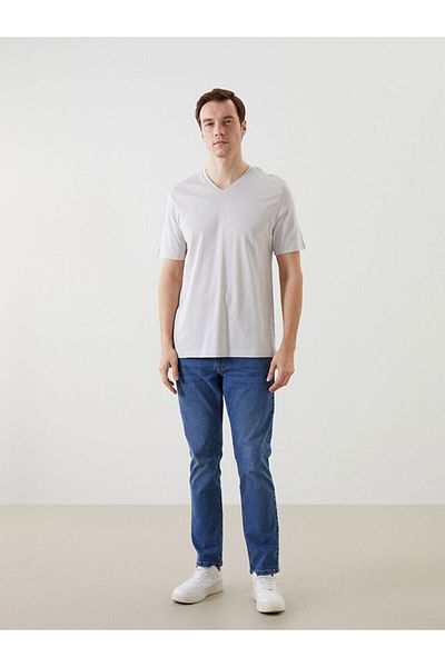 LC Waikiki New Season V-Neck Short Sleeve Combed Cotton Men's T-Shirt - S50845Z8