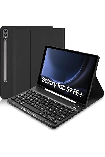 TEKNETSTORE Samsung Galaxy Tab S9 Fe Plus 12.4 بوصة Q حافظة لوحة مفاتيح تركية مع حامل مزود بتقنية البلوتوث ومقصورة قلم