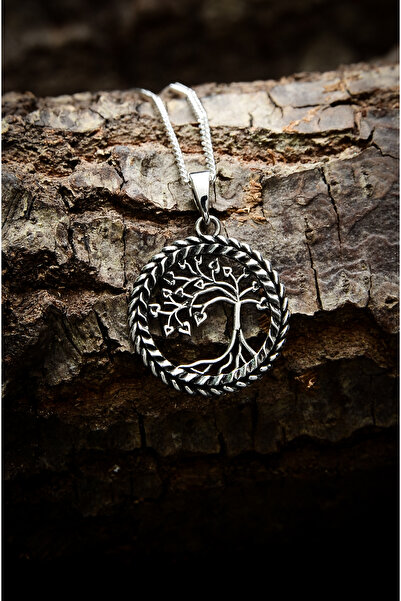 Ebrar Silver Gümüş Yaşam Ağacı Kolye 925 Ayar Gümüş Yaşam Ağacı Figürlü Unise...