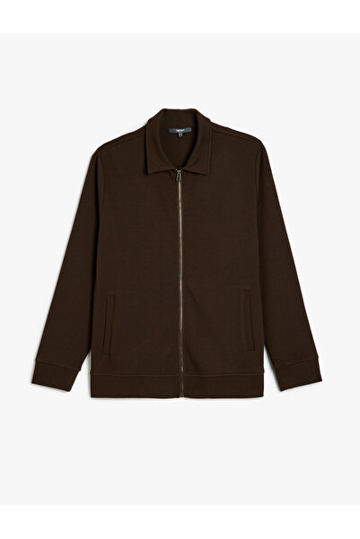 Koton Uzun Kollu Cep Detaylı Fermuarlı Hırka