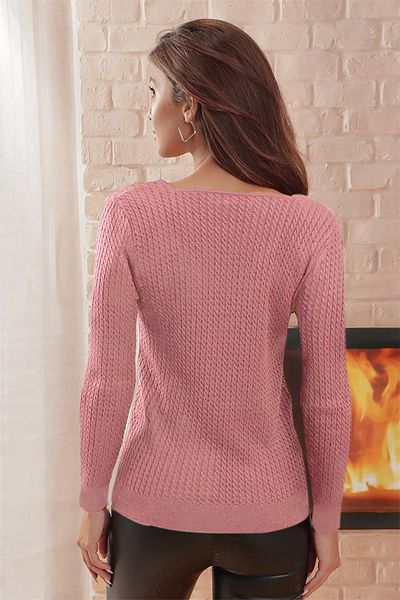 AQE FASHION Pulover cu decolteu în V cu păr subțire