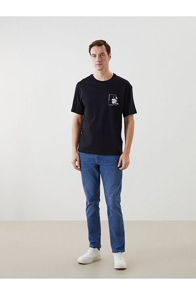 LC Waikiki Νέα σεζόν Crew Neck κοντομάνικο εμπριμέ χτενισμένο βαμβακερό ανδρικό Tisort - S5J277Z8