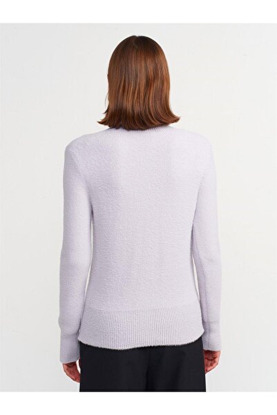 Dilvin 60198 - Light Gray Knitwear Cardigan with Pearl Buttons