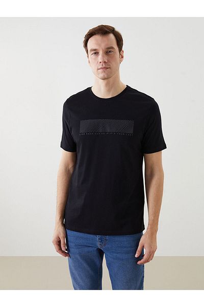 LC Waikiki Ανδρικό μπλουζάκι New Season Crew Neck με στάμπα χτενισμένο βαμβακερό - S58826Z8