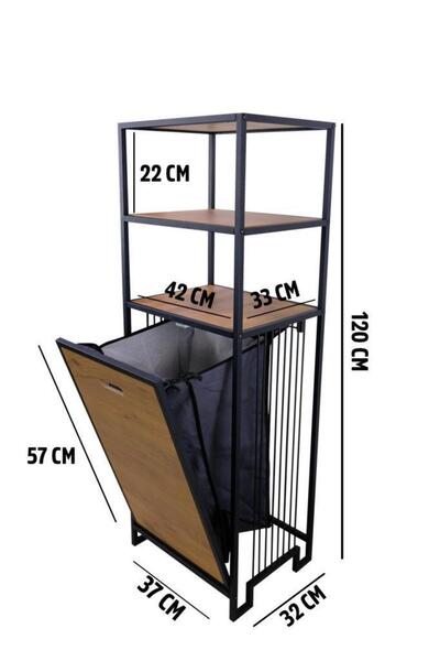 Digithome Metal Kirli Sepetli 3 Raflı Çamaşır Sepeti HMRS-008