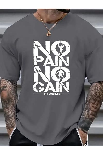 DAXİS Sportwear Company Ανδρικό μπλουζάκι με θέμα το GYM με λαιμόκοψη με λαιμόκοψη