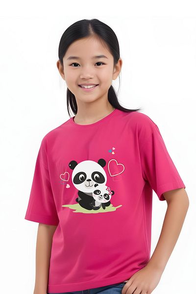 panios kids Tricou cu mânecă scurtă pentru fetiță cu imprimeu Mother Panda