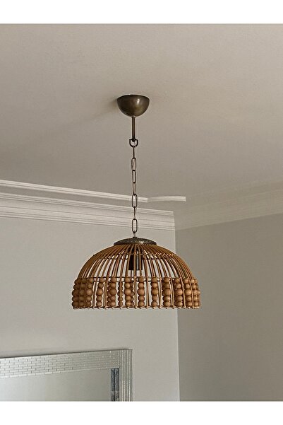 Turkish Rattan Rattan, Bambu, Hasır Sarkıt Avize Çap: 35 Cm