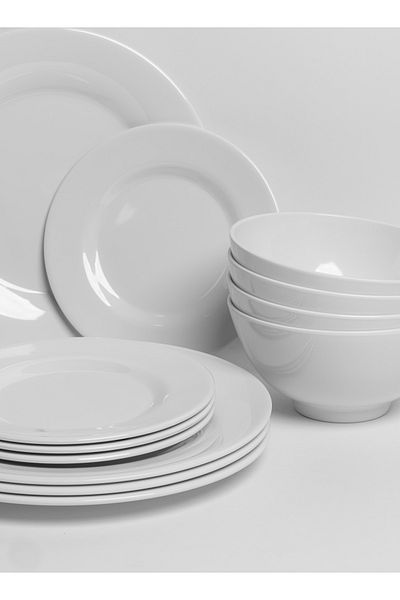 mastergold Premium Melamine Dinner Set 12 Pieces For 4 People White Microwave And Dishwasher Safe( 12 Pieces)
