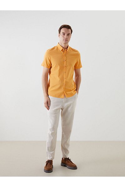 LC Waikiki Slim Fit Short Sleeve Linen Blended Men's Shirt