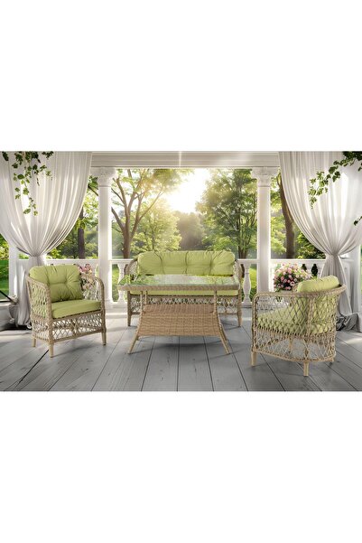 Tu Tienda Tİre Alüminyum 2 1 1 MASA BAHÇE BALKON MOBİLYASI,Bambu Rattan