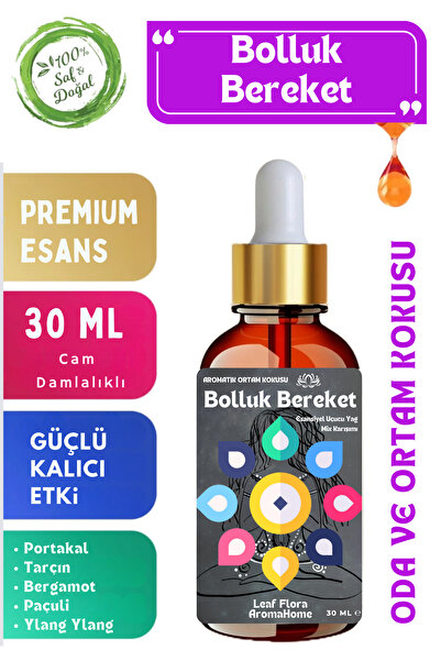LeafFlora AromaHome Bolluk Bereket - Esansiyel Uçucu Yağ Karışımı - Oda ve Ortam Kokusu - Buhurdanlık Yağı 30 ML