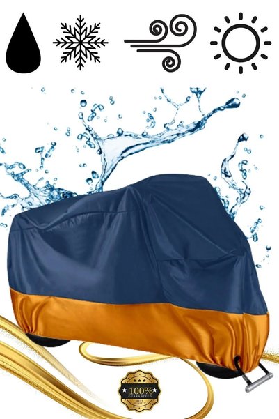 KEMOSABE Motorcycle Snow Water Wind Heat Proof Parachute Fabric 4 Seasons Tarpaulin for 50-350Cc Fits All Models