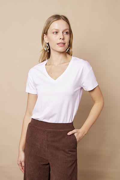 Jument Femei cu decolteu în V cu mânecă scurtă din lycra spana țesătură tricou elegant bluză-albă