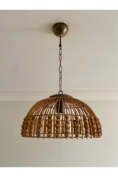 Turkish Rattan Rattan, Bambu, Hasır Sarkıt Avize Çap: 35 Cm