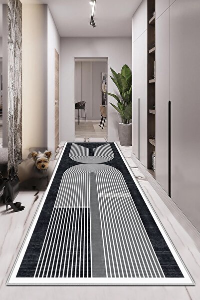df home Yolluk Geometrik İskandinav Eskitmeli Dijital Baskı Yıkanabilir Kayma...