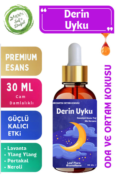 LeafFlora AromaHome Derin Uyku - Esansiyel Uçucu Yağ Karışımı - Oda Ve Ortam Kokusu - Buhurdanlık Yağı 30 ml