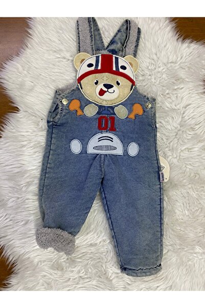 skycott Çocuk Kışlık Içi Peluş Kürklü Termal Çocuk Kot Salopet - Bahçıvan Ayı...