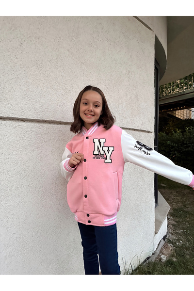 Genel Markalar New York Ny Nakışlı Nefti Ekru Unisex Bomber Ceket