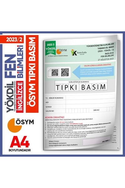 Karakutu Yayınları 2023/2 YÖKDİL İngilizce FEN BİLİMLERİ ÖSYM Çıkmış Soru Tıp...