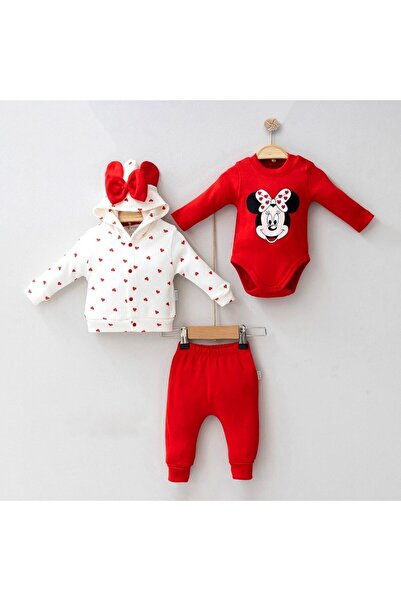 cayzen 3-Piece Micky Heart Baby Girl Set with Cardigan