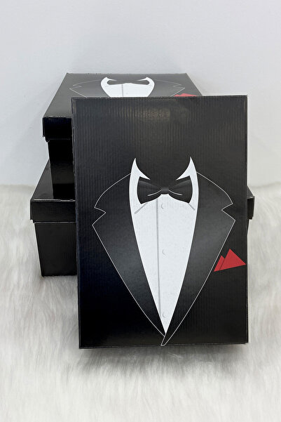 ZEYMERADE صندوق مهر مستطيل للعريس مع بدلة سهرة، 3 قطع، حزمة خطوبة لحفلات الزف...