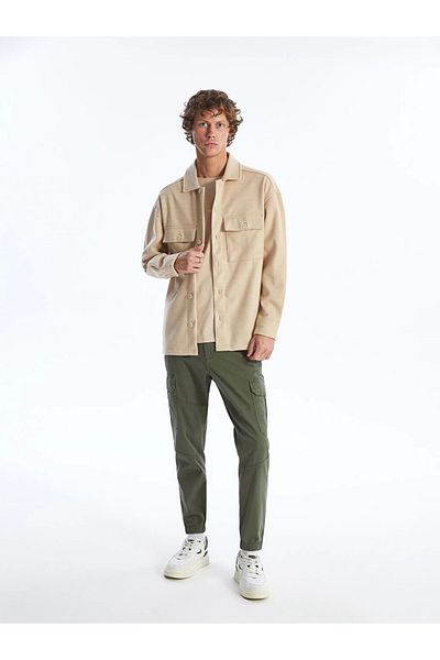 LC Waikiki Ανδρικό παντελόνι Cargo Xside Khaki Slim Fit Gabardine
