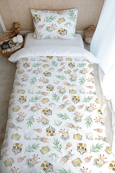 Tuğba Kuğu Tek Kişilik Nevresim Takımı (160x220) - Iconic Serisi - Antika Soytarı Oyuncak Ayı