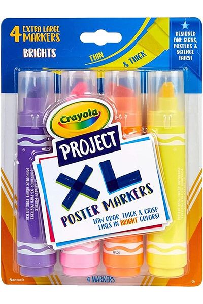 Crayola Project XL Poster Markers Bright Colors 4ct CY58-8358