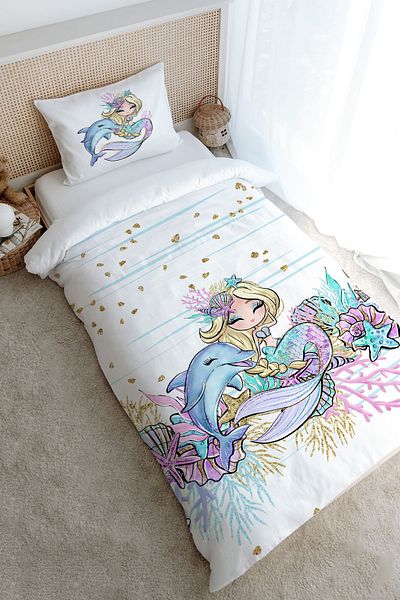 Tuğba Kuğu Blonde Mermaid Single Duvet Cover Set - Iconic Series (160X220)