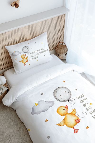Tuğba Kuğu Single Duvet Cover Set (160X220) - Pure Baby Series - Cute Duck