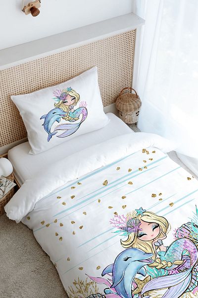 Tuğba Kuğu Blonde Mermaid Single Duvet Cover Set - Iconic Series (160X220)