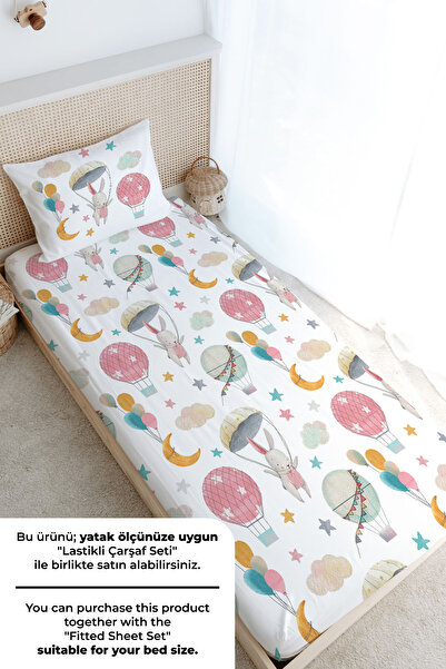 Tuğba Kuğu Tek Kişilik Nevresim Takımı (160x220) - Iconic Serisi - Paraşütlü Tavşan