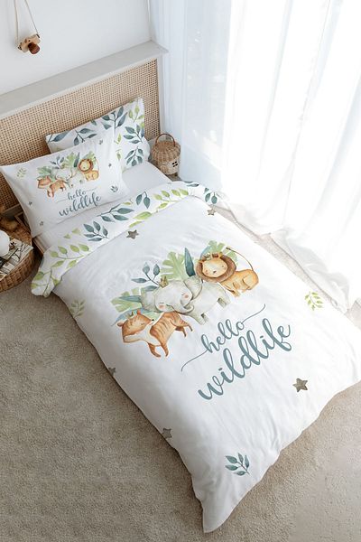 Tuğba Kuğu Baby Series Single Duvet Cover Set - Safari Animals (160X220)