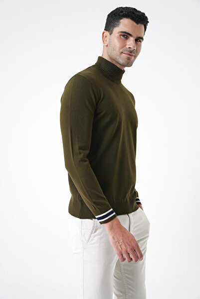 CHUBA Men's Khaki Turtleneck Thin Knitwear Sweater 20w154