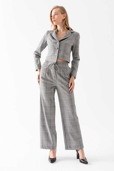 ribana Women's Plaid High Waist Elastic Waist Pants, Relaxed Fit Wide Leg High Quality Lycra Pants