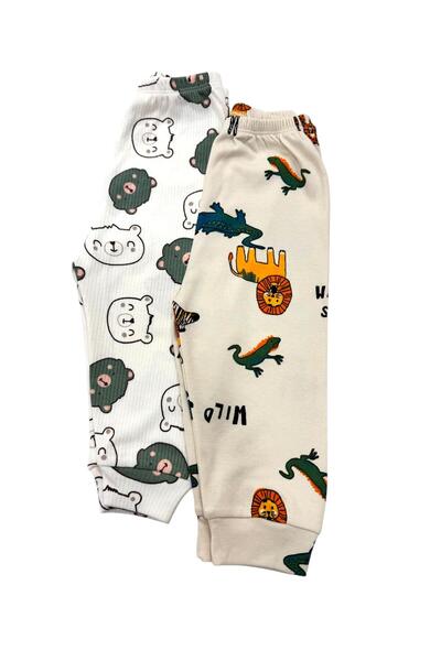 Esterella erkek bebek 2 adet penye pantolon/ bebek manşetli pijama / desenli 2 adet pantolon